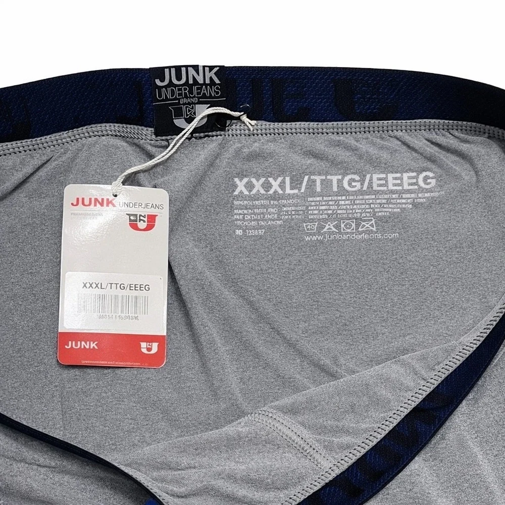 Junk Underjeans Royal Vibe Mens Gray Blue Trim Trunk Boxer Shorts 3XL/XXXL New
